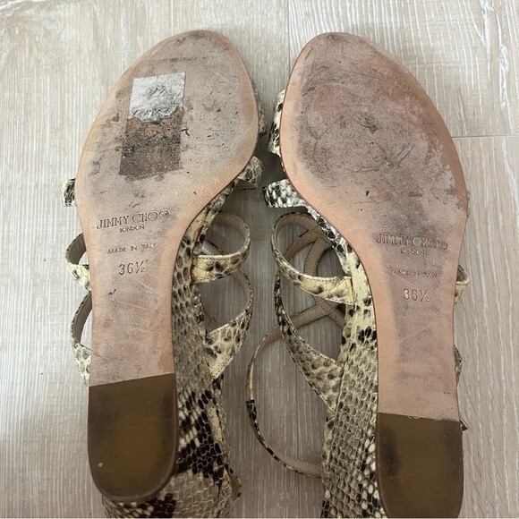 Jimmy Choo Snake Skin Low Heel Wedge Sandals Size 36 1/2 - Picture 8 of 11